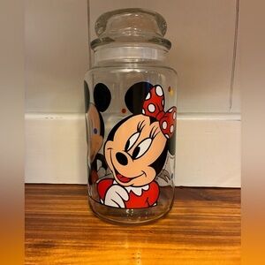 Vintage Minnie/Mickey Mouse/Donald Duck Cookie/Snack Glass Jar